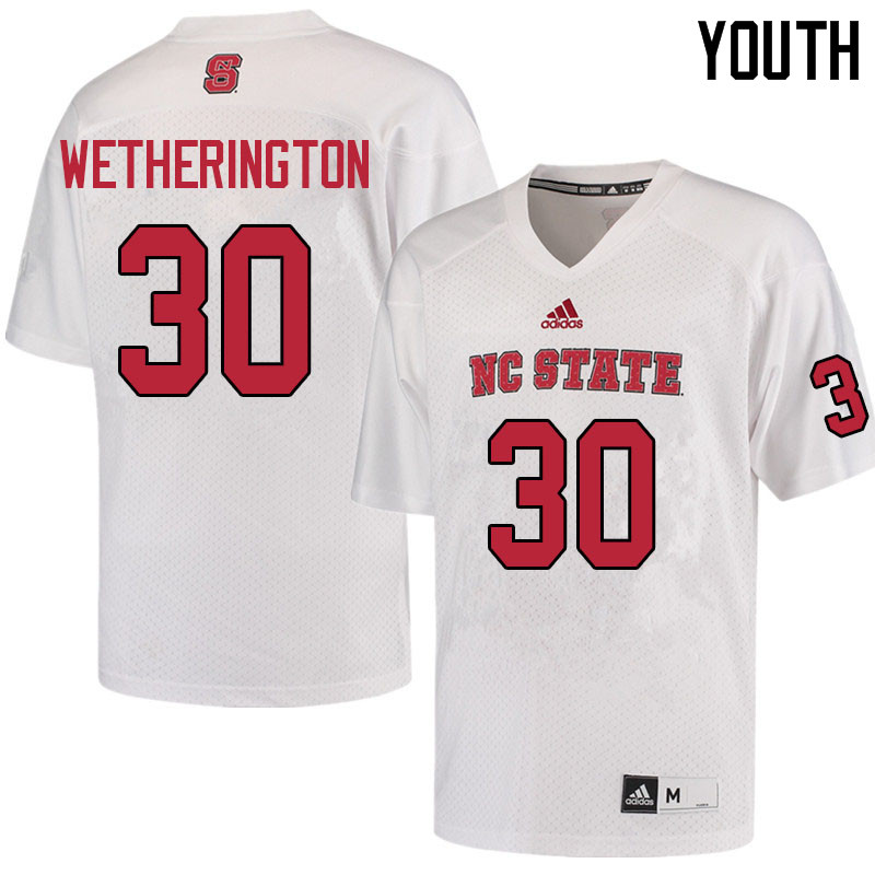 Youth #30 David Wetherington NC State Wolfpack College Football Jerseys Sale-White - Click Image to Close